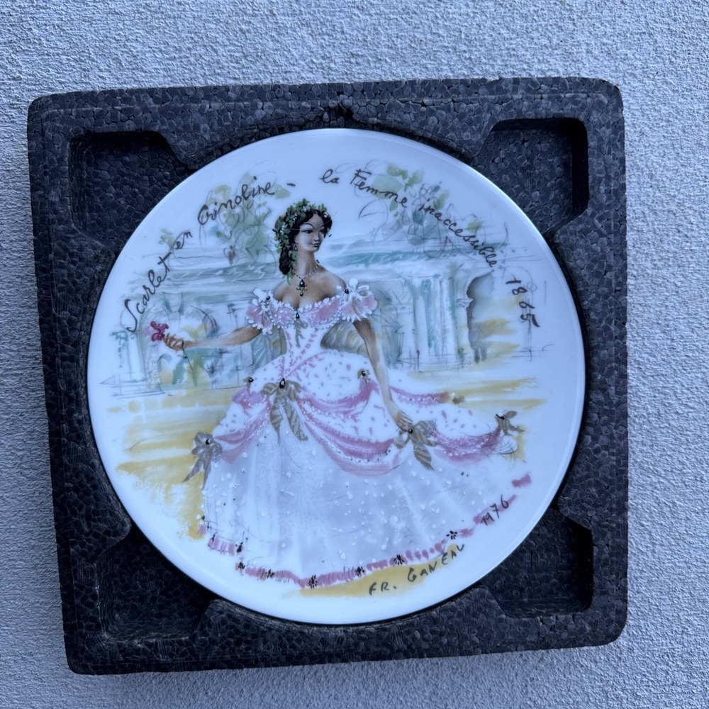 Henri d'Arceau Limoges Scarlet en Crinoline 1865 Plate "Le Femmes Du Siecle"